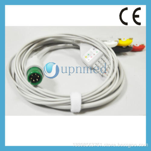 MEK One piece ECG Cable with leadwires, 6pins